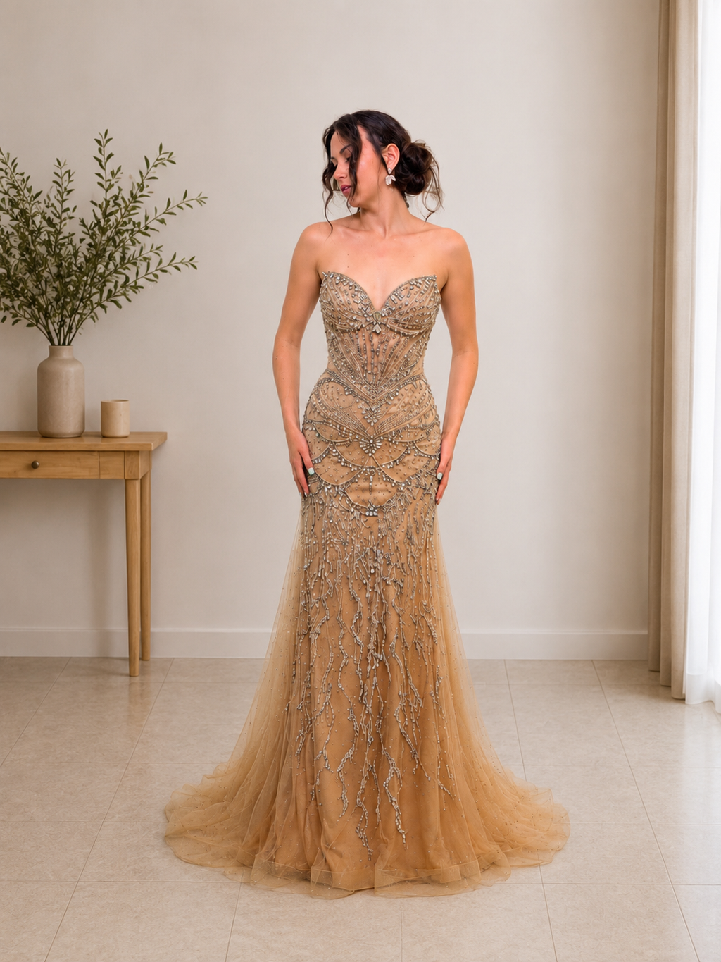 Robe de soirée dorée