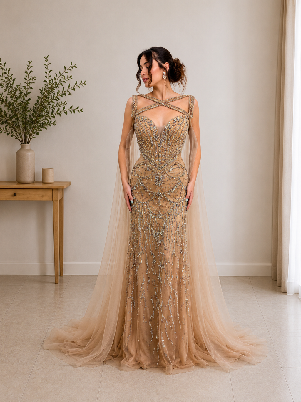 Robe de soirée dorée