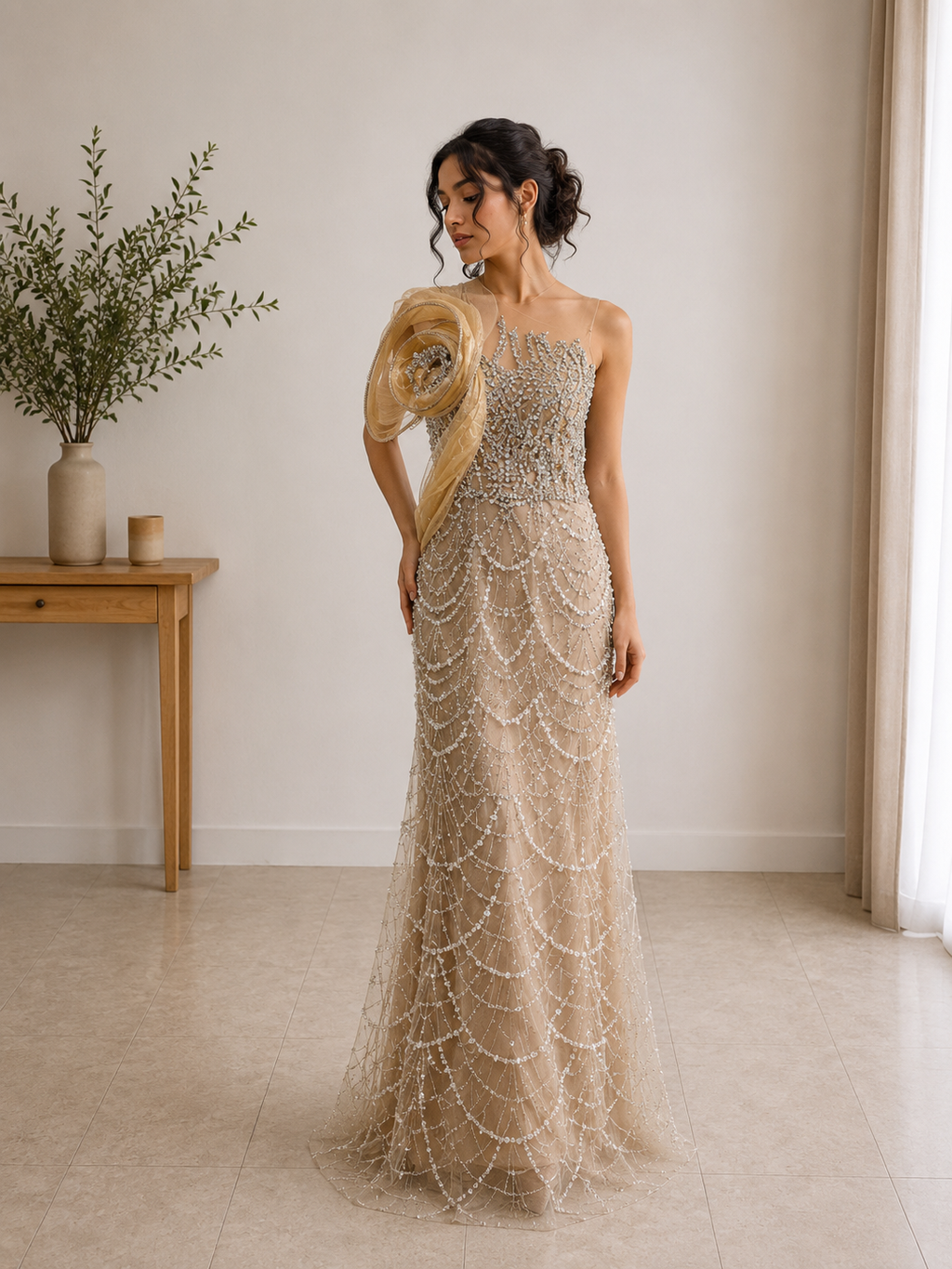 Robe de soirée dorée