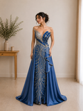 Robe de soirée bleu à strass