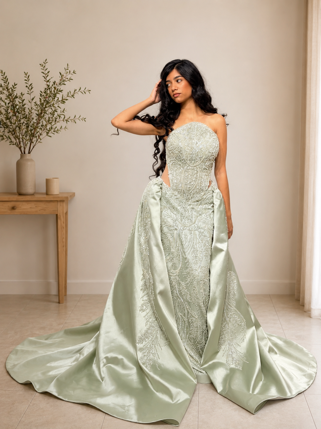 Robe de soirée Jasmine vert d'eau
