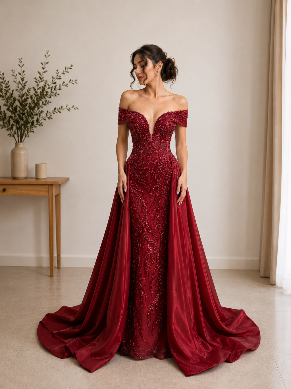 Robe de soirée bordeaux