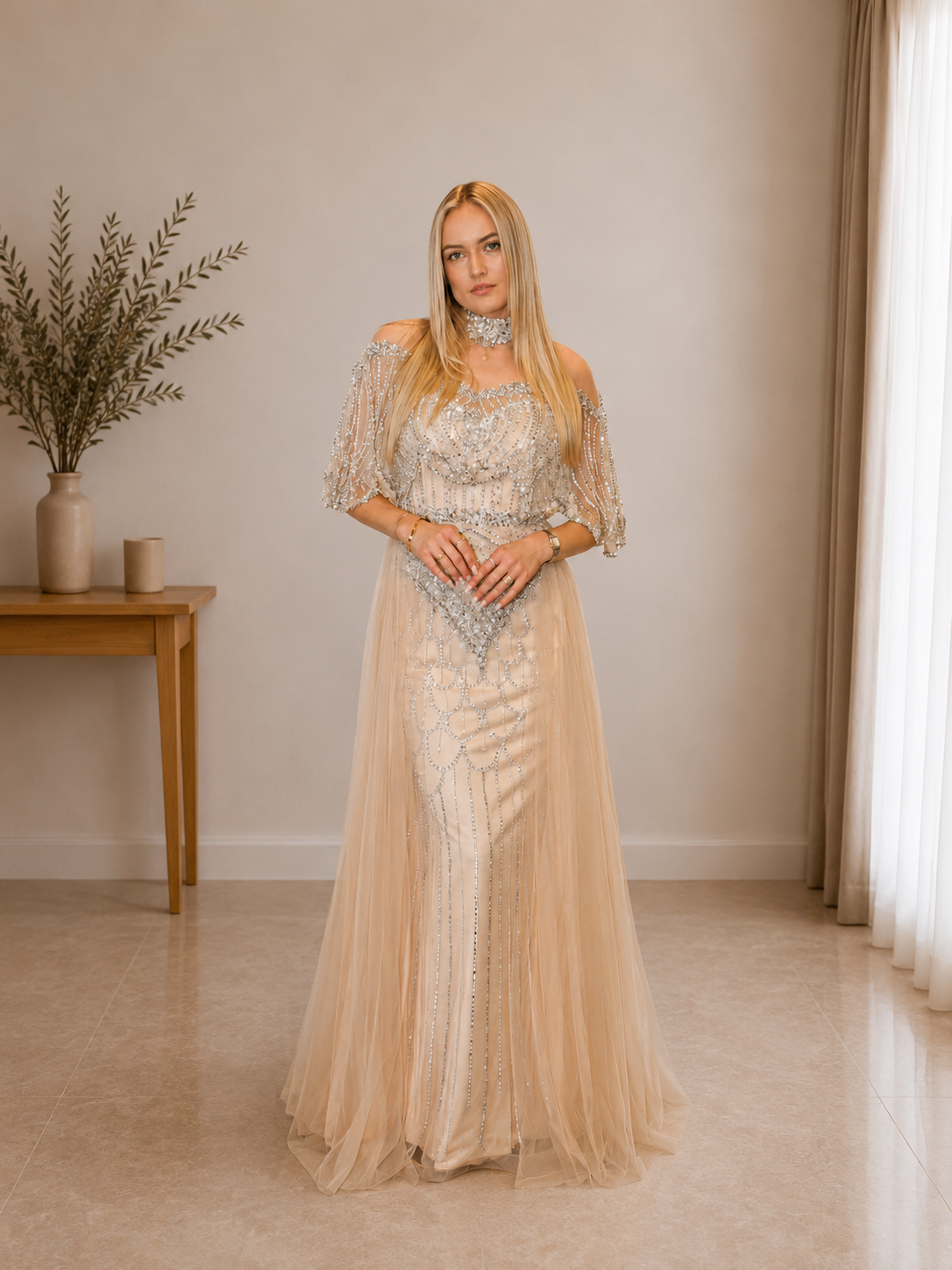 Robe de soirée écru